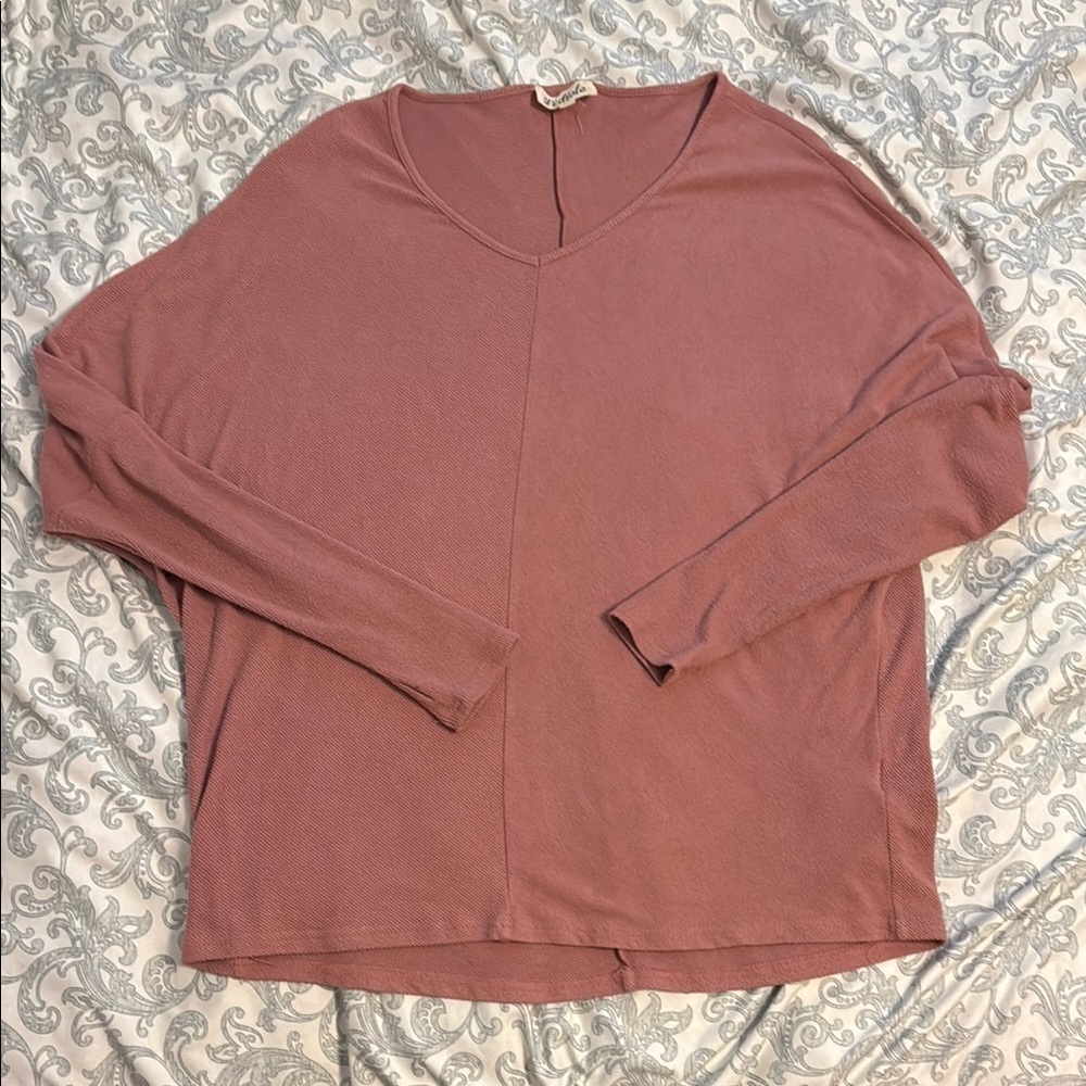 Listicle Pink Relaxed Oversized Blouse with Thumb holes